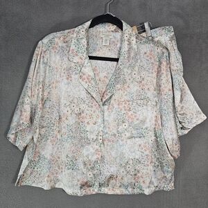 Cynthia Rowley Sleepwear Womens XL Pajamas PJ Satin Floral 2 Piece Set Shorts